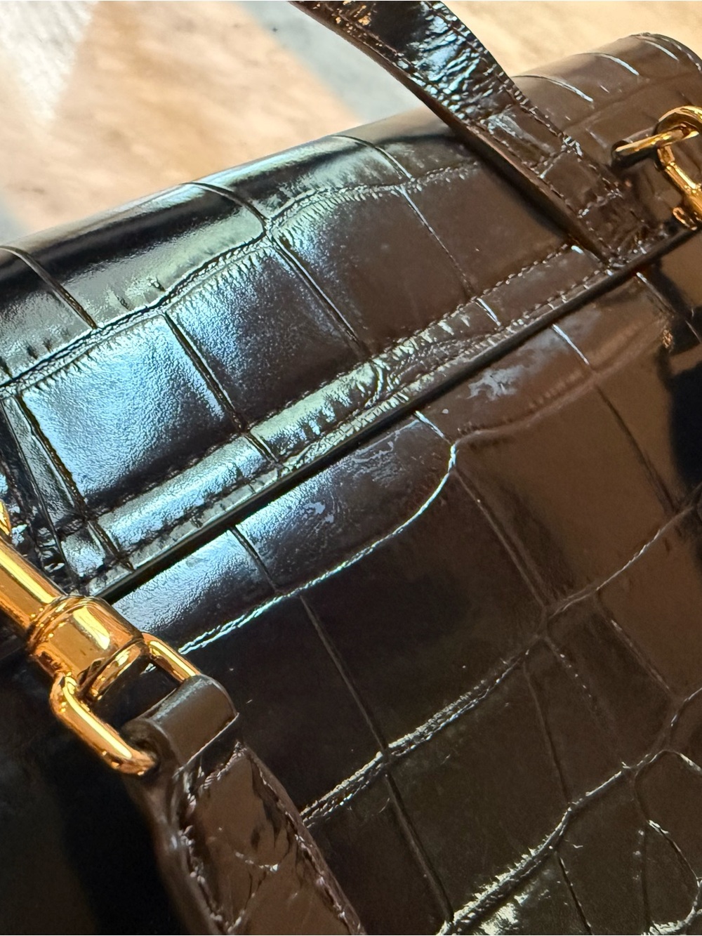 Mansur Gavriel Black Croc-Embossed Ladybag NWOT - Picture 5 of 6